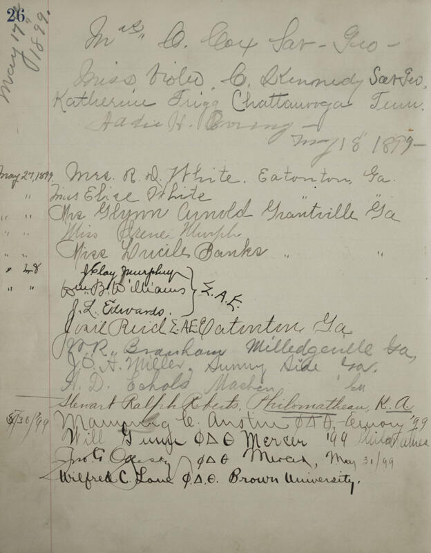 Philomathean Hall Register Book Image