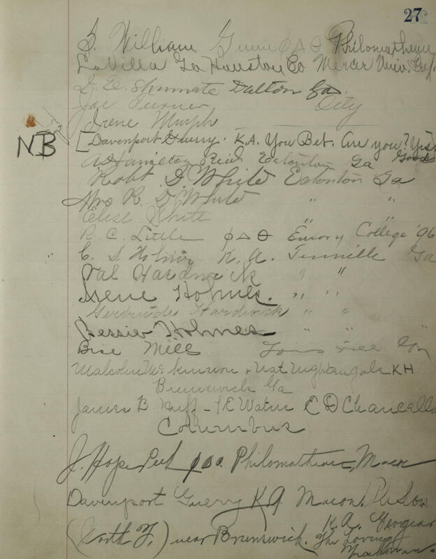 Philomathean Hall Register Book Image