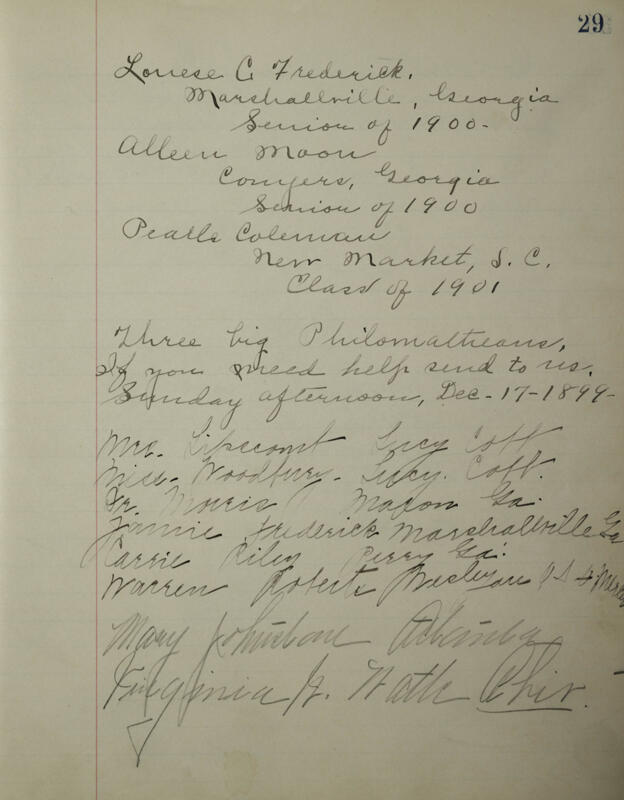 Philomathean Hall Register Book Image