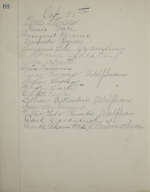 Philomathean Hall Register Book Image