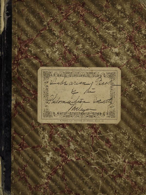 Librarian's Book of the Philomathean Society Wesleyan, 1896-1900 (Image)