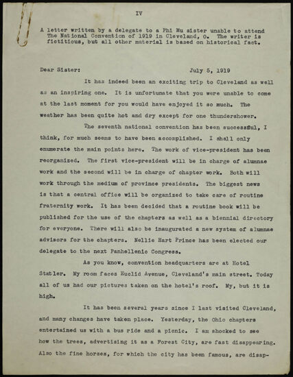 National Convention of 1919 Fictitious Letter, July 5, 1919 (image)