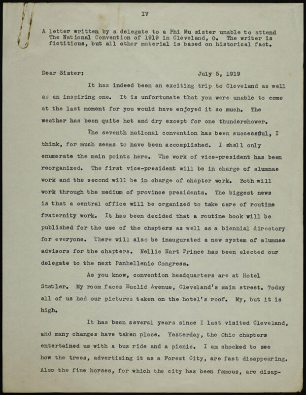 July 5 National Convention of 1919 Fictitious Letter Image