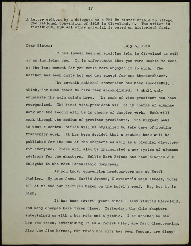 National Convention of 1919 Fictitious Letter, July 5, 1919 (Image)
