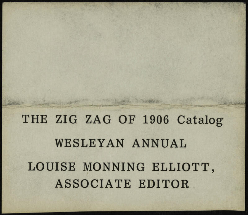 The Zig Zag of 1906 Catalog Wesleyan Annual Note Image