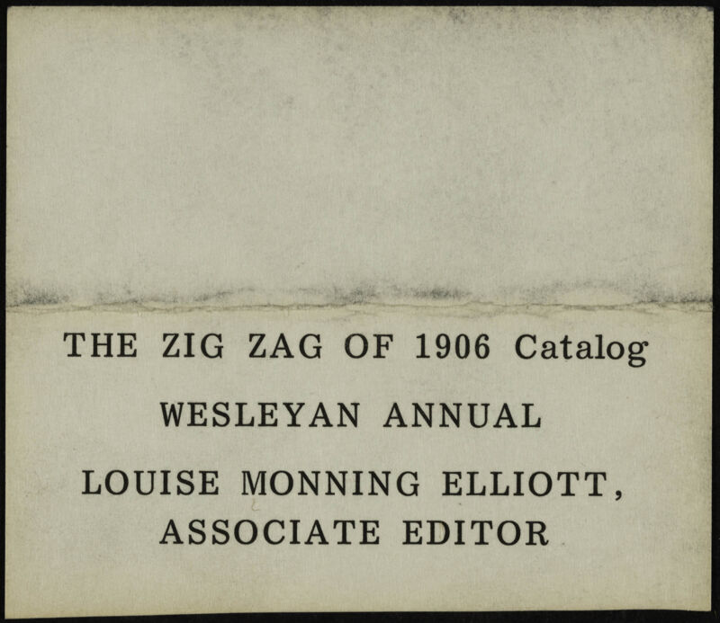 The Zig Zag of 1906 Catalog Wesleyan Annual Note (Image)