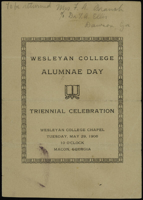 May 29 Wesleyan College Alumnae Day Triennial Celebration Program Image