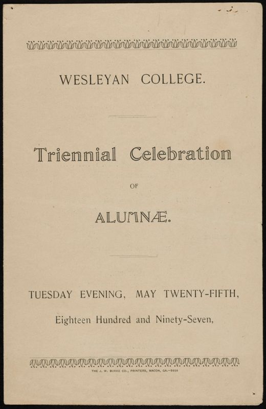 May 25 Wesleyan College Triennial Celebration of Alumnae Program Image