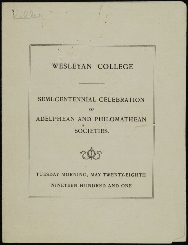 Semi-Centennial Celebration of Adelphean and Philomathean Societies Program, May 28, 1901 (Image)