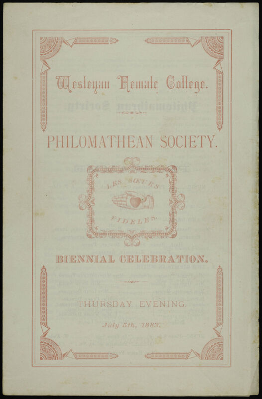 The Philomathean Society Biennial Celebration Program, July 5, 1883 (Image)