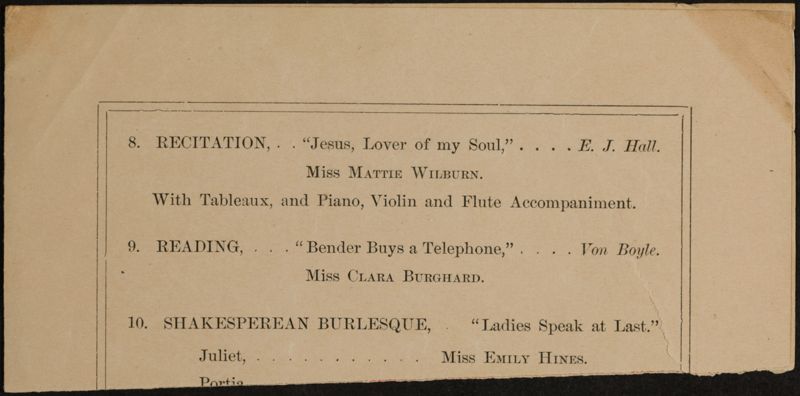 1885 Philomathean Society Benefactor's Day Program Image