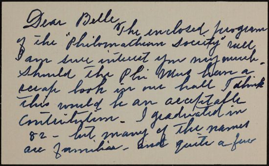 Mary F. Anderson to Belle Note With Envelope, April 6, 1943 (image)