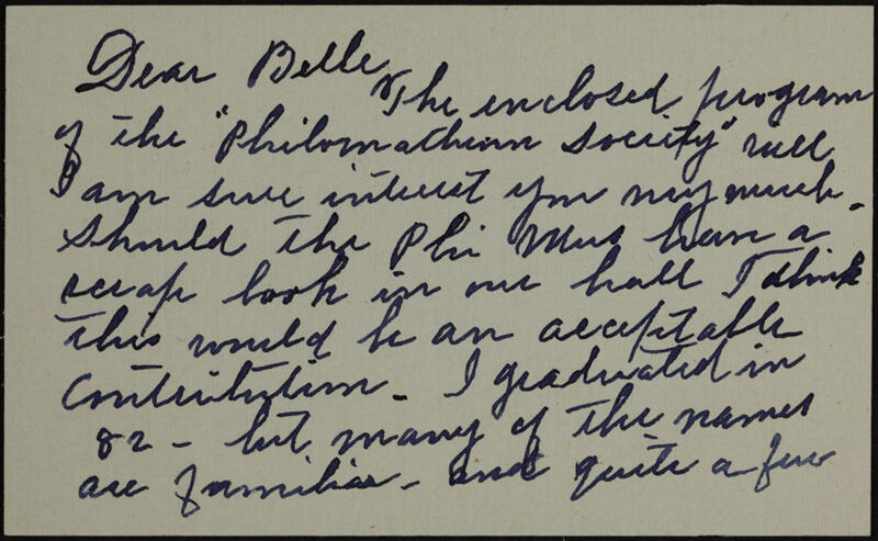 Mary F. Anderson to Belle Note With Envelope, April 6, 1943 (Image)