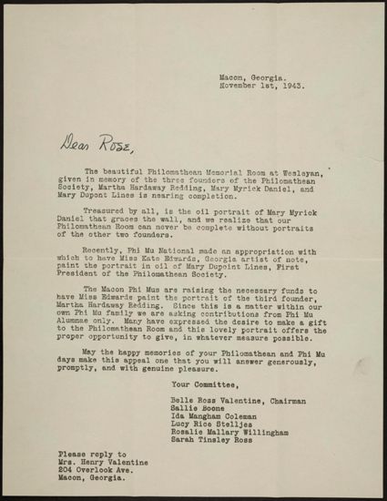 Committee to Rose Letter, November 1, 1943 (image)