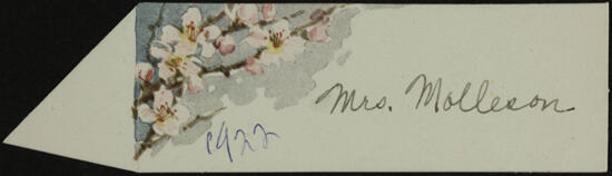 Mrs. Molleson Place Card, 1922 (image)