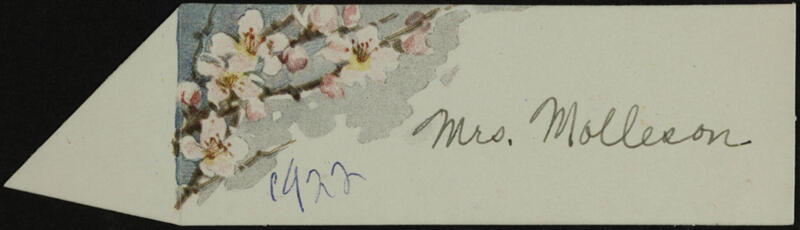 Mrs. Molleson Place Card, 1922 (Image)