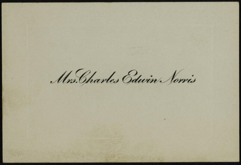 Mrs. Charles Edwin Norris Place Card Image