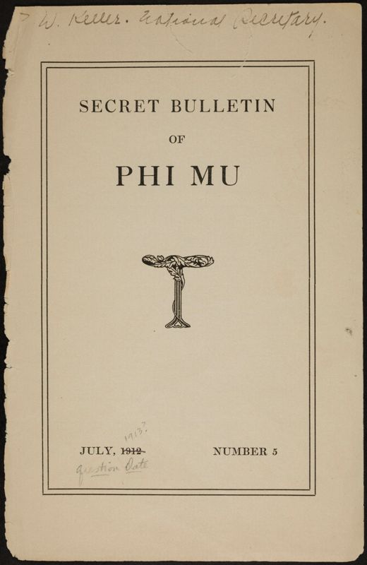 Number 5 Secret Bulletin of Phi Mu Image