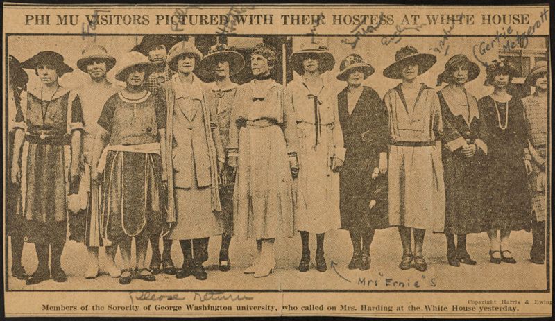 June 28 Phi Mu Visitors Pictured With Their Hostess at White House Newspaper Clipping 2 Image