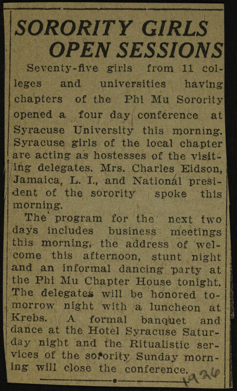 June 24 Sorority Girls Open Sessions Newspaper Clipping Image