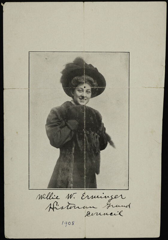 Willie W. Erminger, Historian Grand Council Magazine Clipping, 1908 (Image)