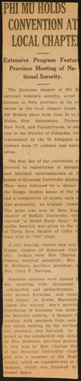 Ph Mu Holds Convention at Local Chapter Newspaper Clipping, June 24-27, 1926 (image)