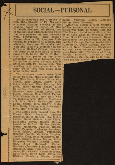 Social--Personal Newspaper Clipping, 1926 (image)