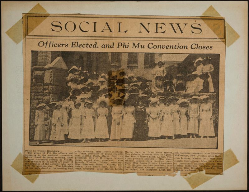 and Phi Mu Convention Closes Newspaper Clipping Officers Elected Image