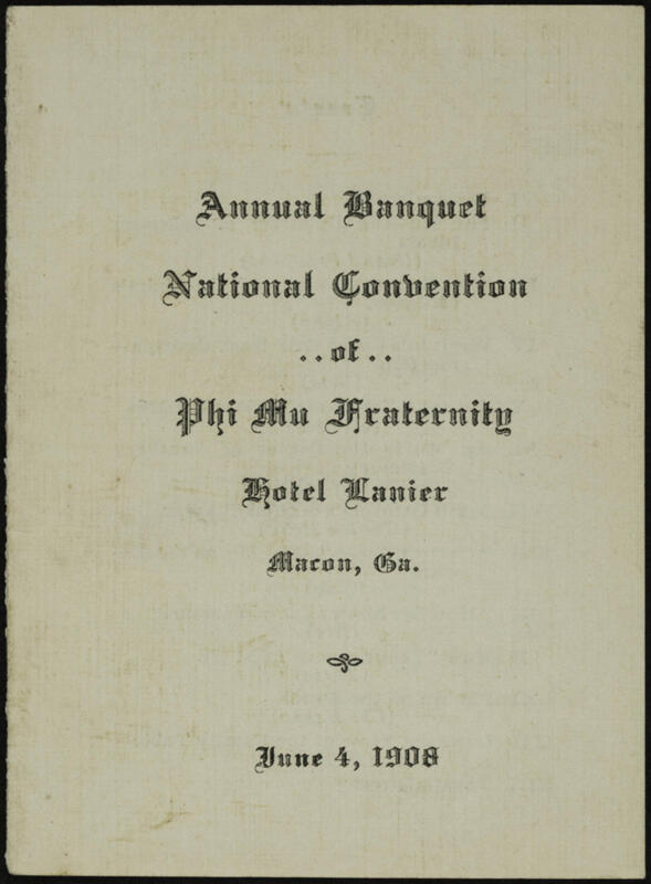 Annual Banquet, National Convention of Phi Mu Fraternity Program, June 4, 1908 (Image)