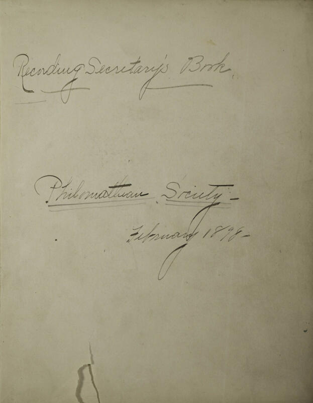 1898-1904 Philomathean Society Recording Secretary's Book Image