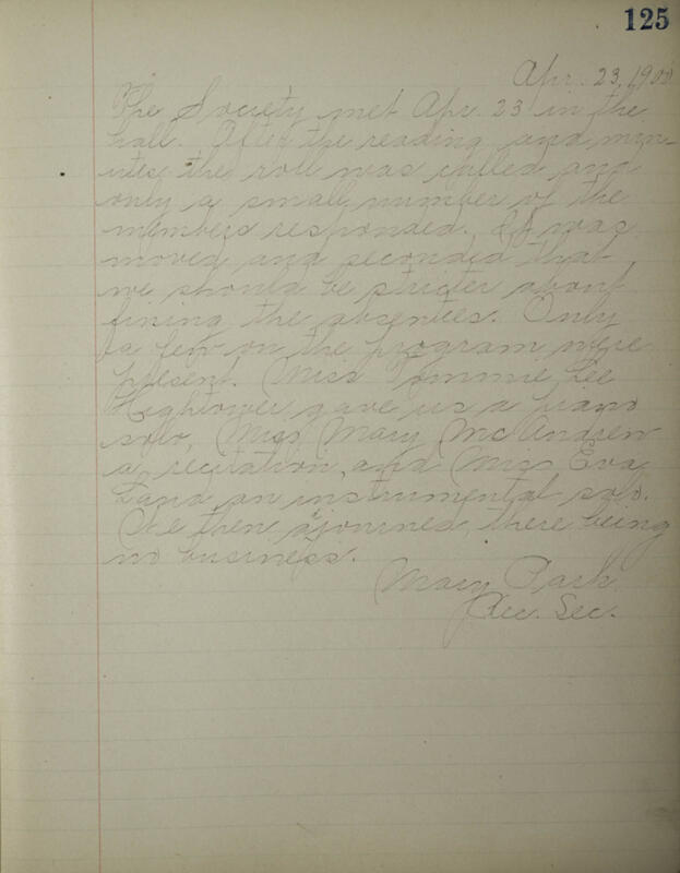 1898-1904 Philomathean Society Recording Secretary's Book Image