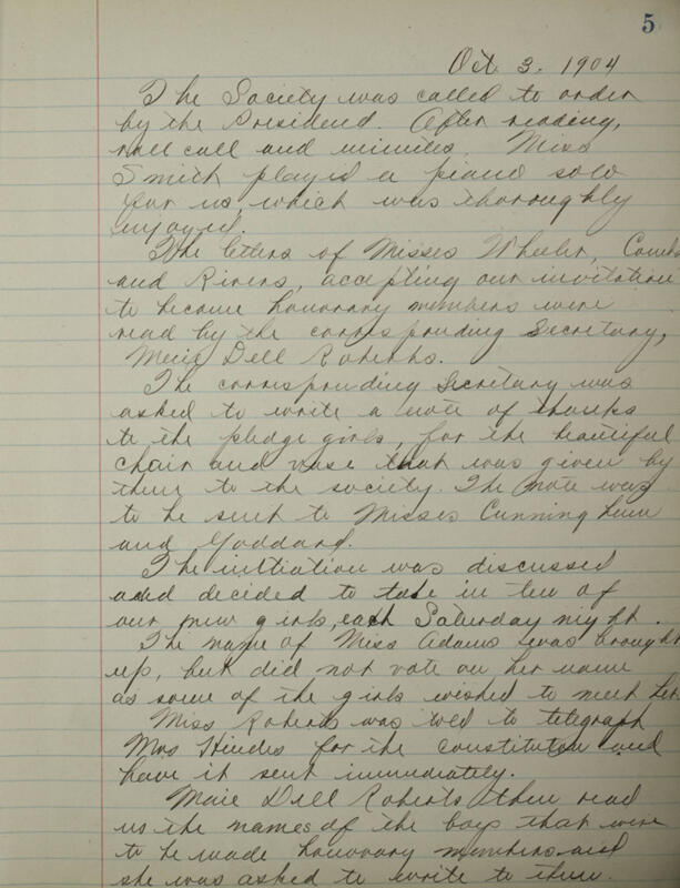 Phi Mu Sorority [sic] Recording Secretary's Book Image