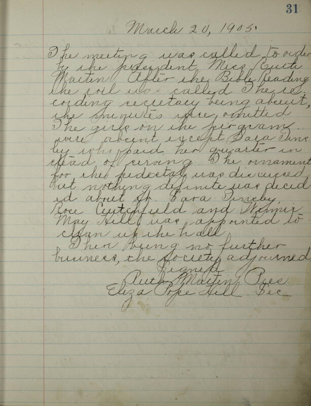 Phi Mu Sorority [sic] Recording Secretary's Book Image