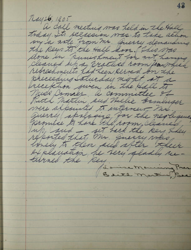 Phi Mu Sorority [sic] Recording Secretary's Book Image