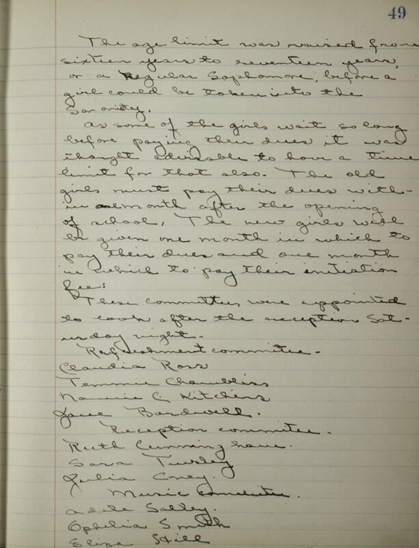 Phi Mu Sorority [sic] Recording Secretary's Book Image