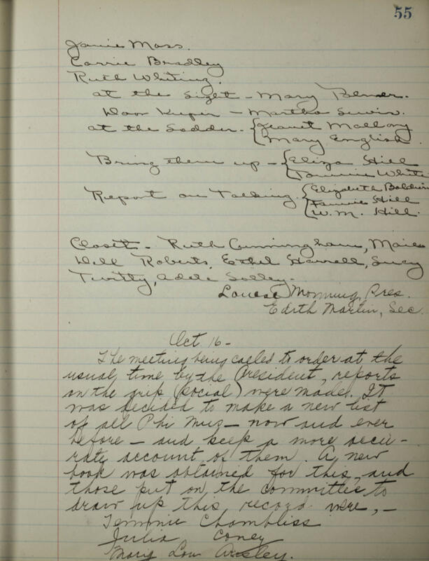 Phi Mu Sorority [sic] Recording Secretary's Book Image