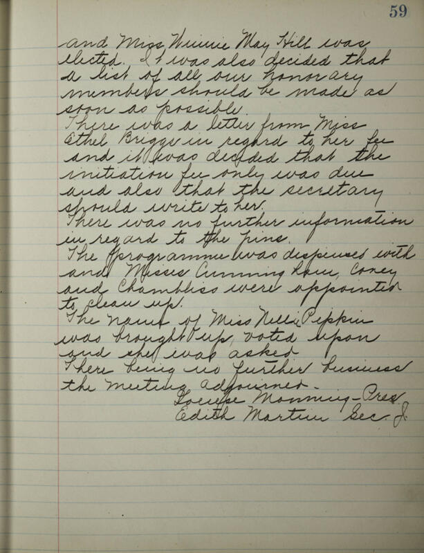 Phi Mu Sorority [sic] Recording Secretary's Book Image