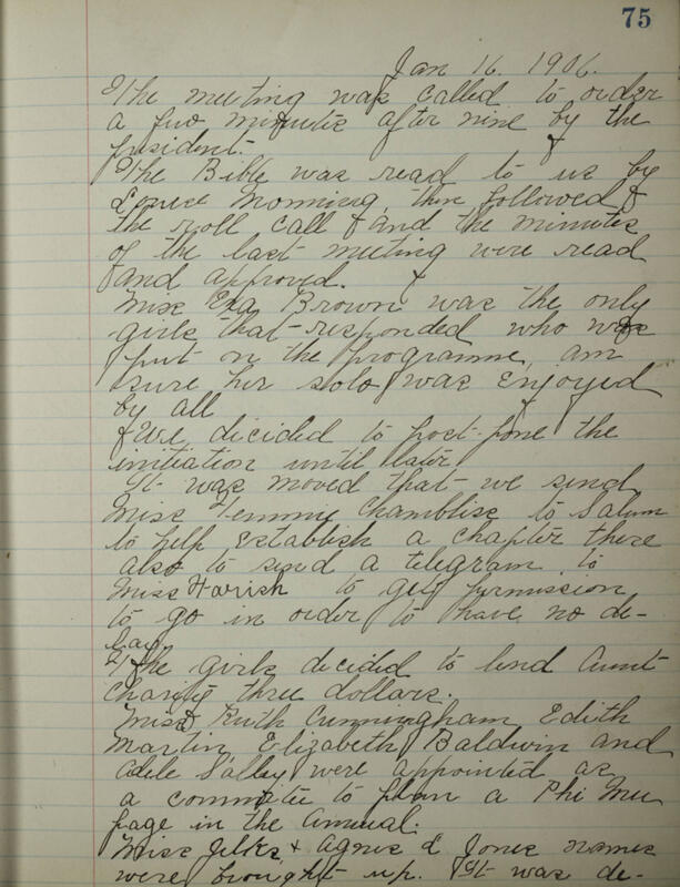 Phi Mu Sorority [sic] Recording Secretary's Book Image