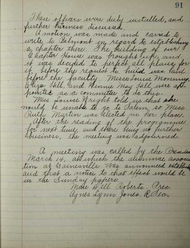 Phi Mu Sorority [sic] Recording Secretary's Book Image