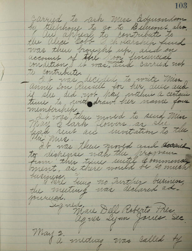 Phi Mu Sorority [sic] Recording Secretary's Book Image