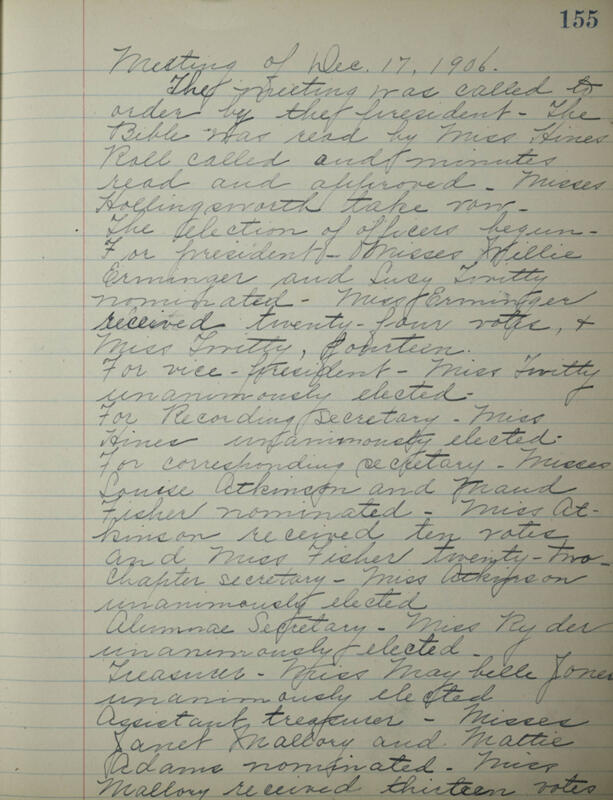 Phi Mu Sorority [sic] Recording Secretary's Book Image