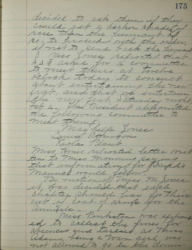 Phi Mu Sorority [sic] Recording Secretary's Book Image