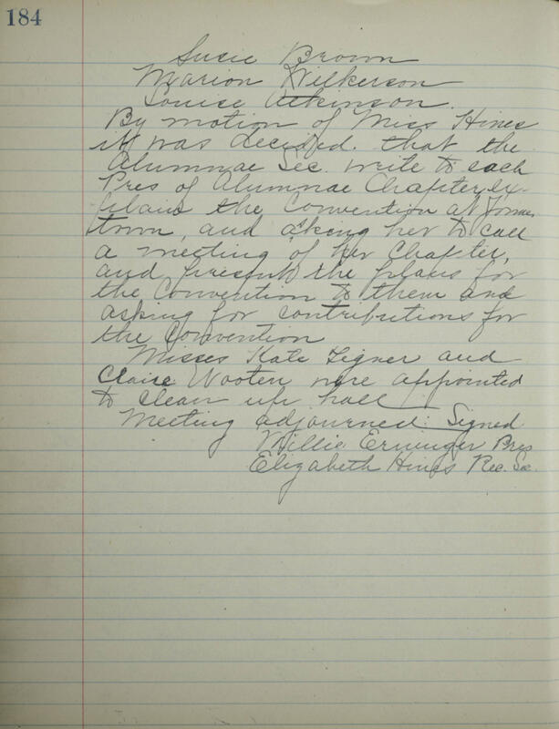 Phi Mu Sorority [sic] Recording Secretary's Book Image