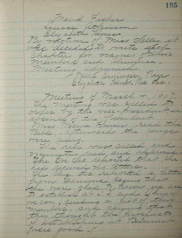 Phi Mu Sorority [sic] Recording Secretary's Book Image