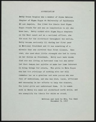 Appreciation Speech, December 9, 1967