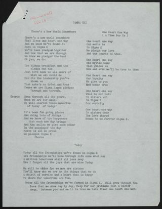 Gamma Chi Chapter Songs, 1970