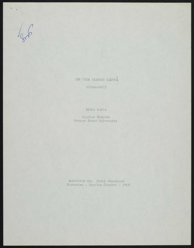 Upsilon Ten Year History Resume (1958-1967), 1968