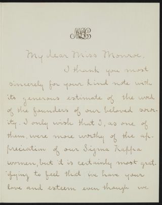 Mary Low Carver to Lorah S. Monroe Letter, February 1, 1924