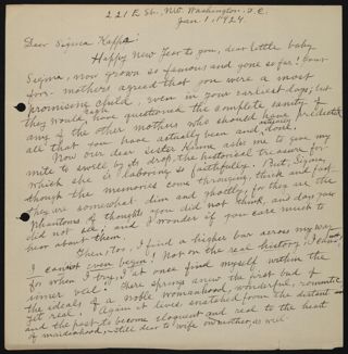 Frances Mann Hall to Sigma Kappa Letter, January 1, 1924