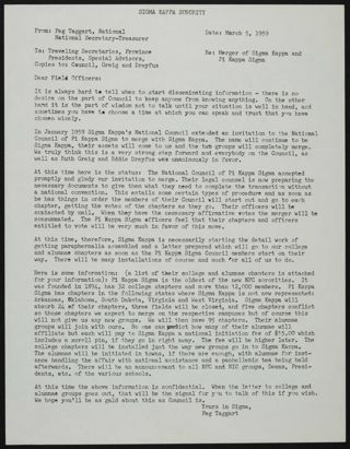 Peg Taggart to Field Officers Letter, March 5, 1959